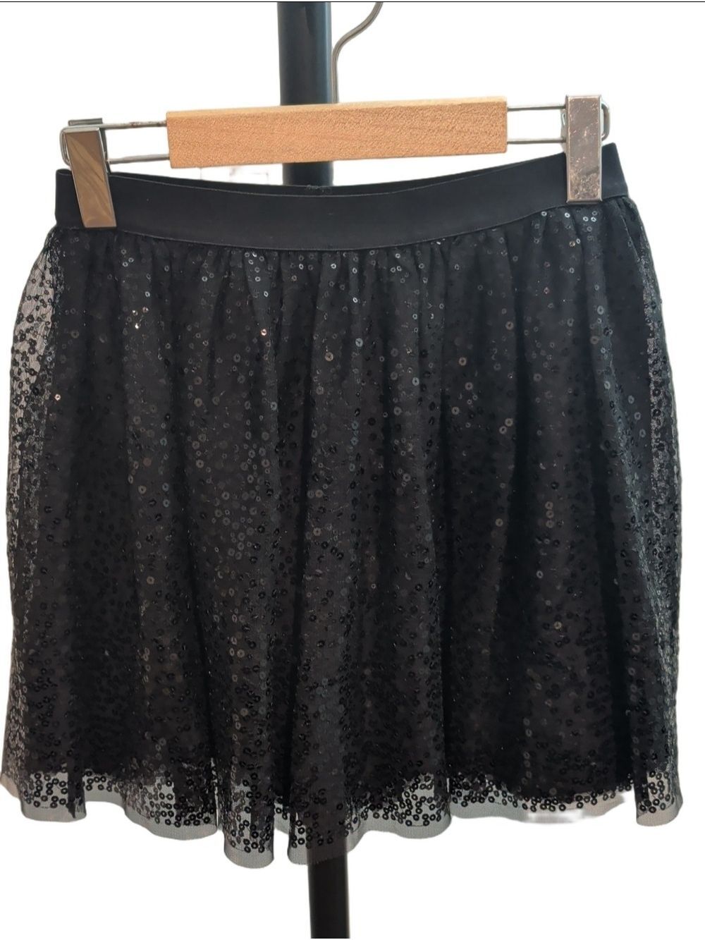 Joe Fresh Girls Black Sequin Tulle Skirt L